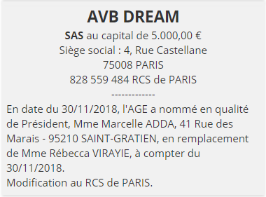 exemple annonce legale changement de pr&eacute;sident 2