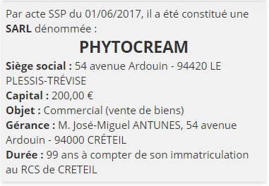 exemple annonce legale cr&eacute;ation sarl 2