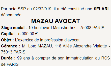 exemple annonce legale creation selarl 2