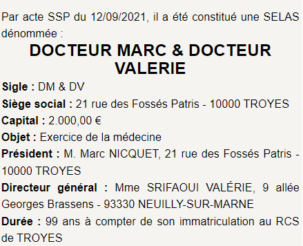 exemple annonce legale creation selas 1