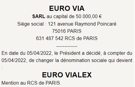 exemple annonce legale changement de la d&eacute;nomination sociale 3